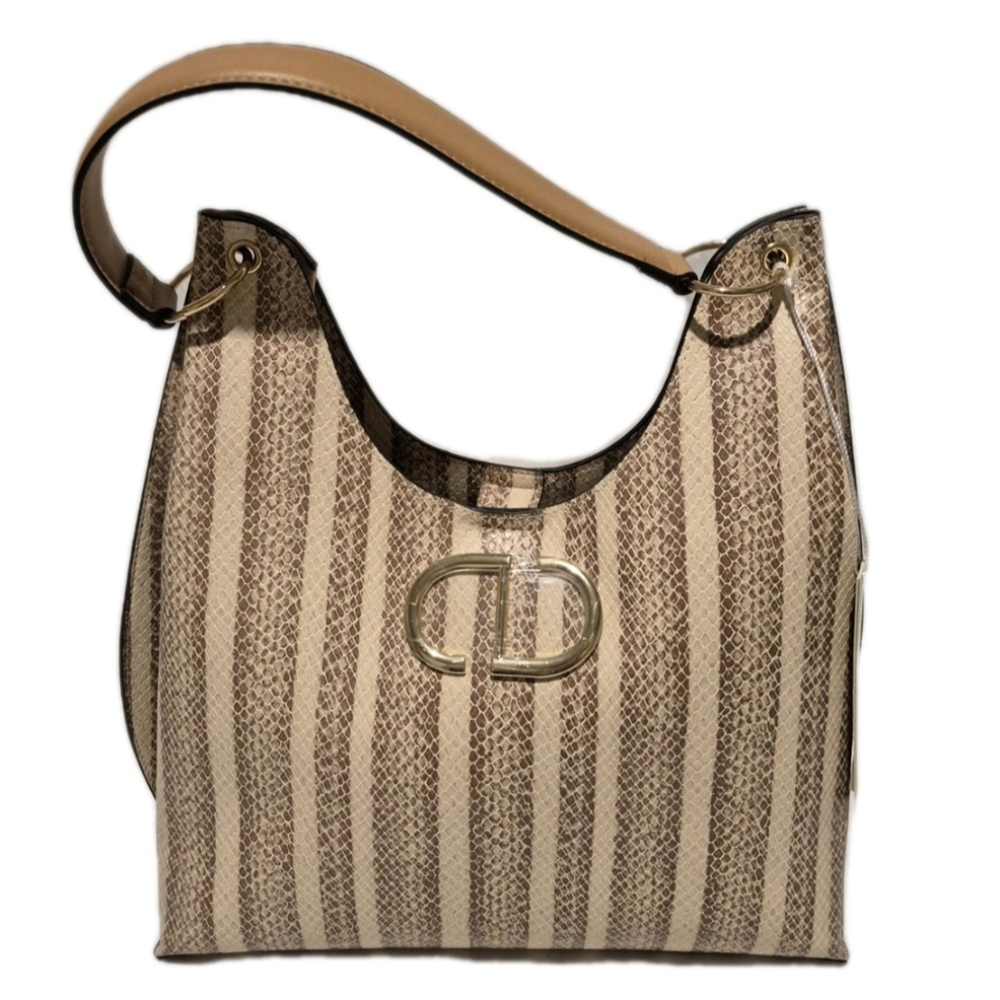 Gianni Bini Tan And Cream Vegan Shoulder Bag